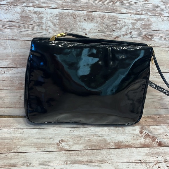 Ferragamo Salvatore Ferragamo Black Patent Leather Mini Shoulder Bag Clutch - Picture 2 of 16